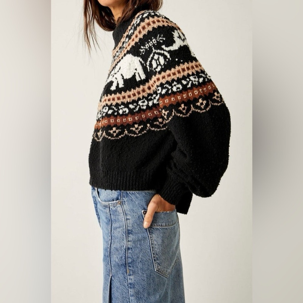 Free People Nellie Elephant Fair Isle Boucle Sweater | Size Large - Picture 6 of 15